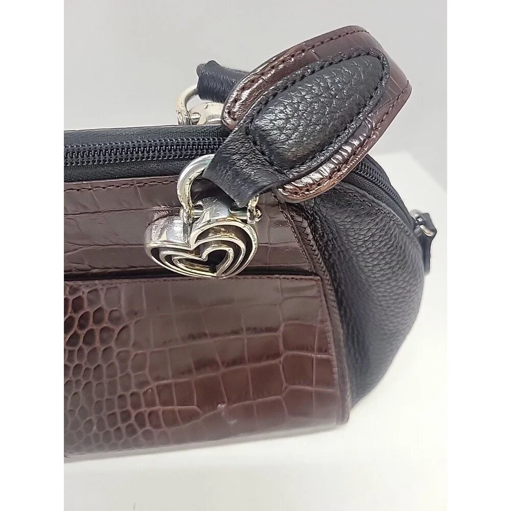 Brighton Shoulder Bag‎ Womens Brown Black Pewter Aligator Leather